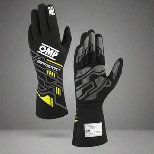OMP 'SPORT' Circuit Racing Gloves - BLACK / WHITE FIA 8856-2018