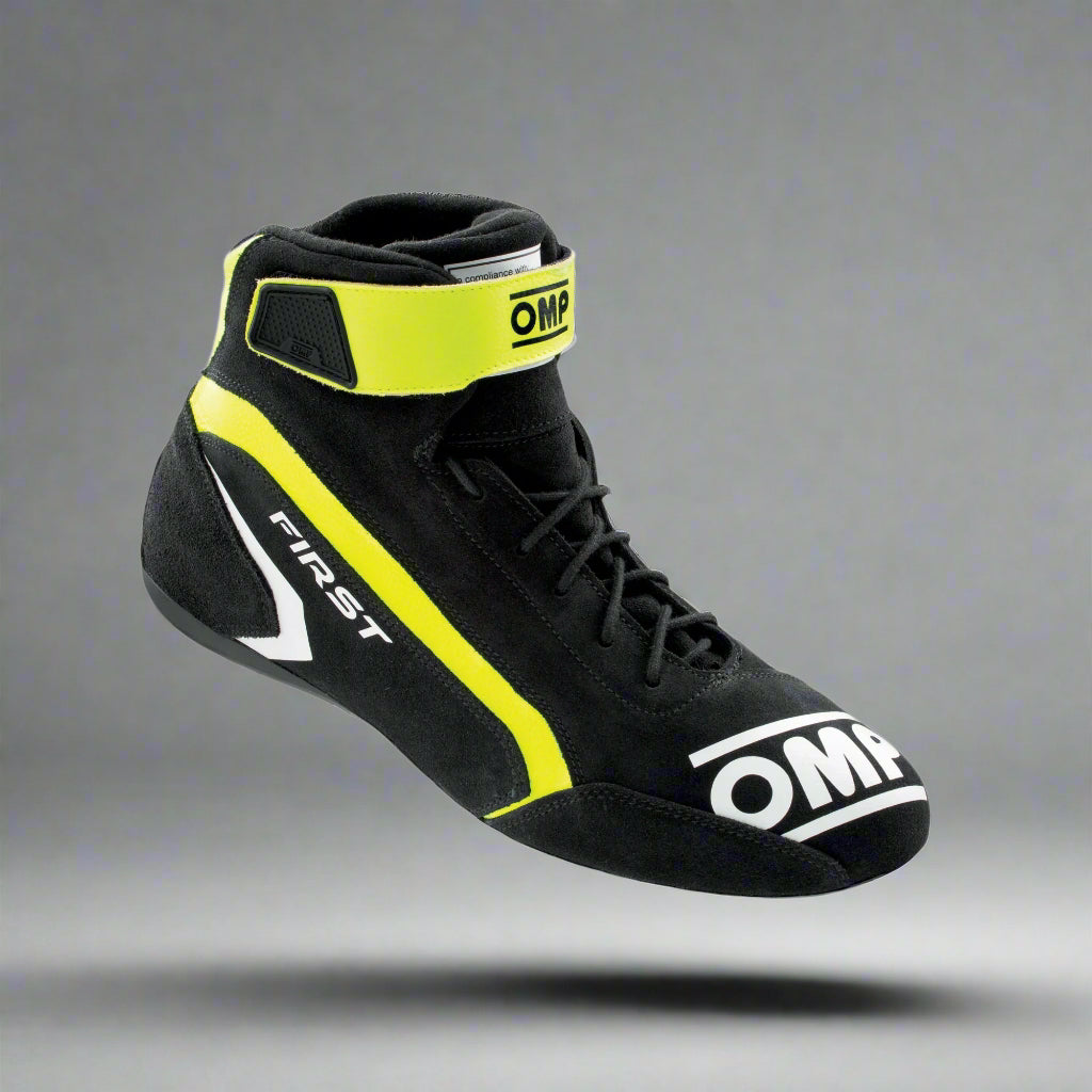OMP 'FIRST' Circuit Racing Boots (Anthracite / Fluro Yellow)