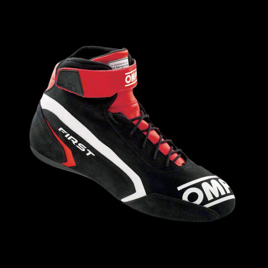 OMP 'FIRST' Circuit Racing Boots (Black/Red) FIA 8856-2018