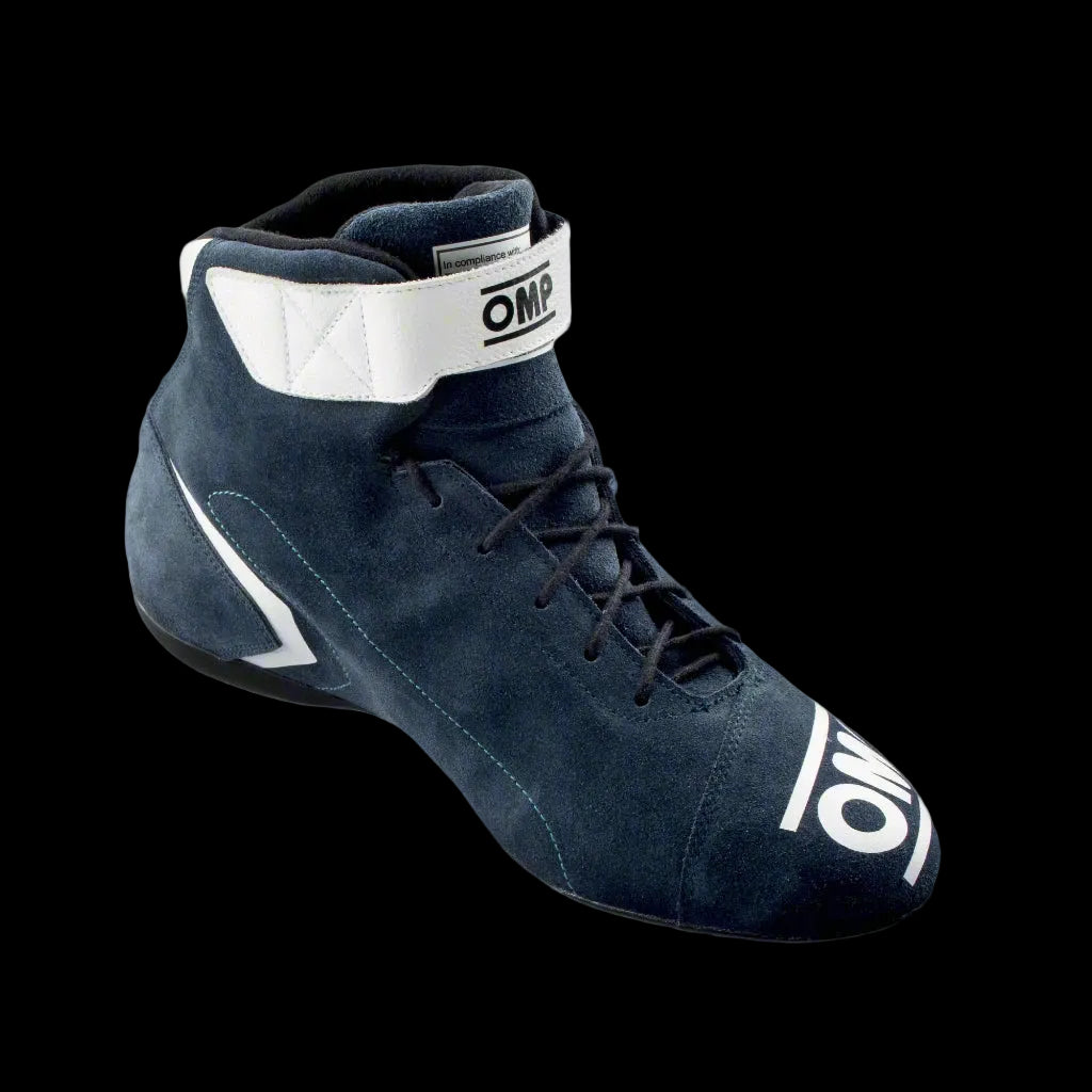 OMP 'FIRST' Circuit Racing Boots (Blue / White / Cyan) FIA 8856-2018