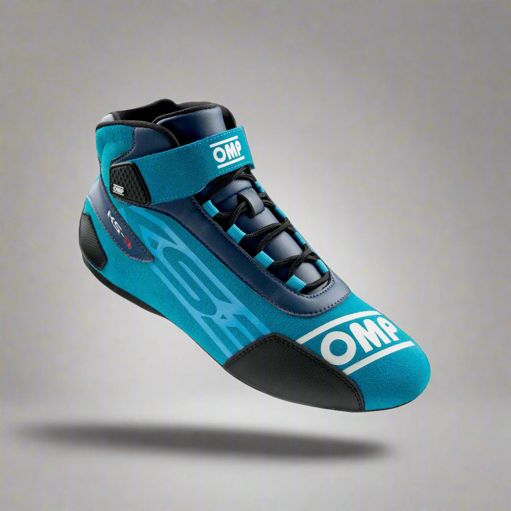 OMP KS-3 Kart Boots (Navy Blue / Cyan)