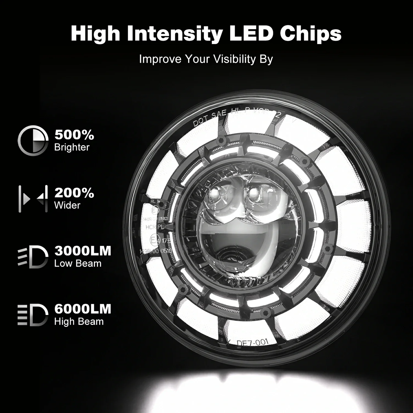 LED Headlights 'GALAXY' with DRL for Wrangler JK JKU TJ (pair) A+ 'PHILIPS' LED