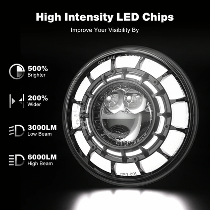 LED Headlights 'GALAXY' with DRL for Wrangler JK JKU TJ (pair) A+ 'PHILIPS' LED