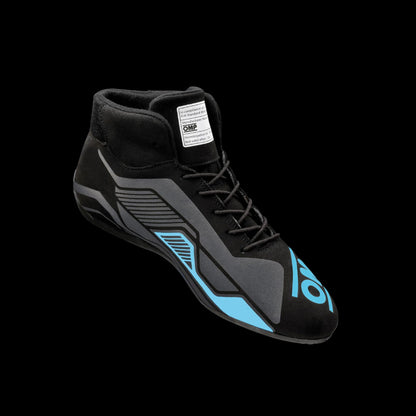 OMP 'SPORT' Circuit Racing Boots - (BLACK / CYAN) FIA 8856-2018