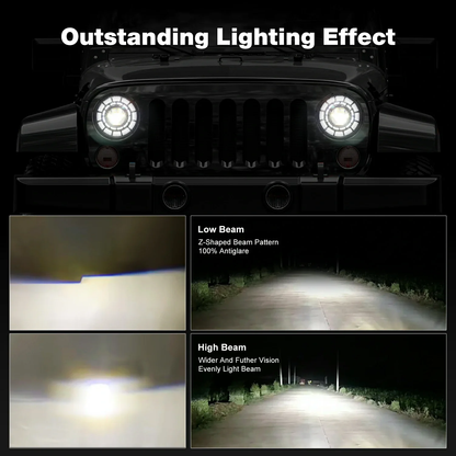 LED Headlights 'GALAXY' with DRL for Wrangler JK JKU TJ (pair) A+ 'PHILIPS' LED