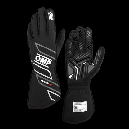 OMP 'ONE-S' Circuit Racing Gloves - BLACK (FIA 8856-2018)