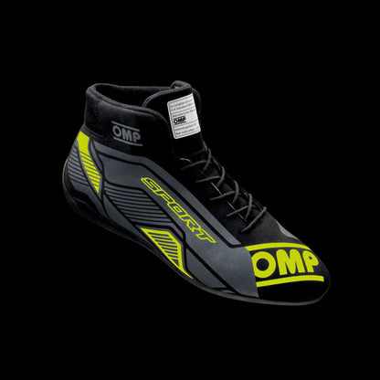 OMP 'SPORT' Circuit Racing Boots - (BLACK / FLURO YELLOW) FIA 8856-2018