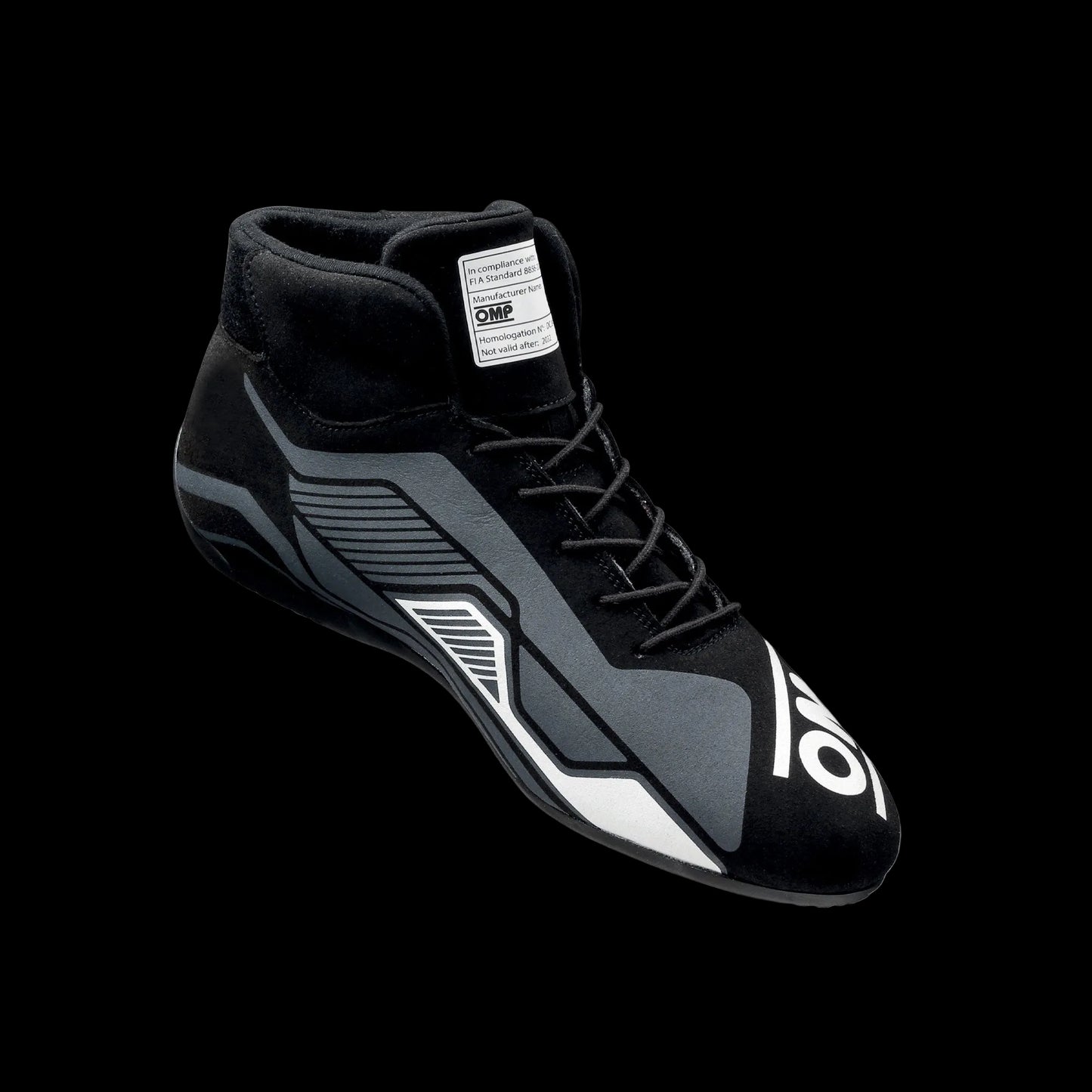 OMP 'SPORT' Circuit Racing Boots - (BLACK / WHITE) FIA 8856-2018