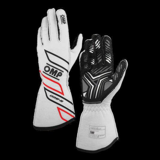 OMP 'ONE-S' Circuit Racing Gloves - WHITE (FIA 8856-2018)