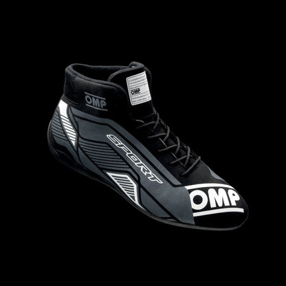 OMP 'SPORT' Circuit Racing Boots - (BLACK / WHITE) FIA 8856-2018