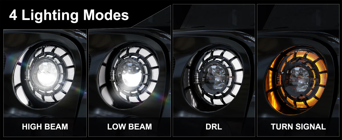 LED Headlights 'GALAXY' with DRL for Wrangler JK JKU TJ (pair) A+ 'PHILIPS' LED