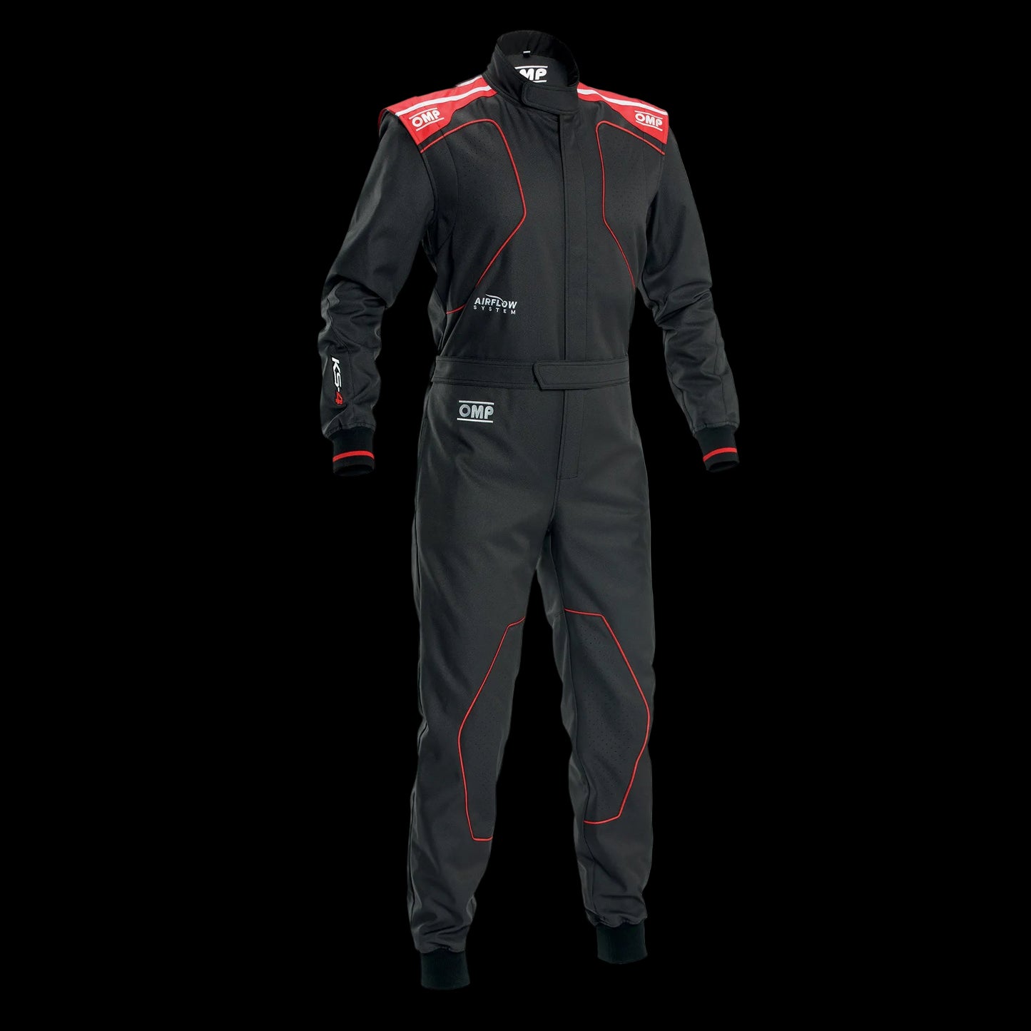 OMP KS-4 Kart Suit 2026 BLACK/ RED - KIDS (Sizes 120-160)