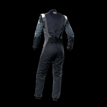 OMP TECNICA Hybrid Circuit Race Suit - Black/Silver (Sizes 44-64) FIA 8856-2018