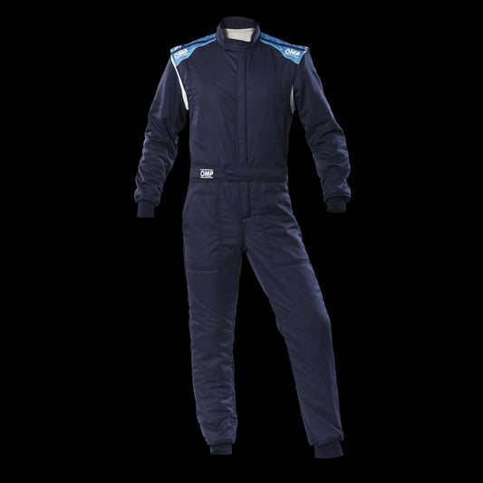 OMP FIRST-S Circuit Race Suit - Blue Navy/Cyan (Sizes 44-64) FIA 8856-2018