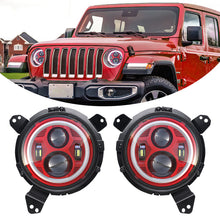 Load image into Gallery viewer, Headlights &#39;RED Avenger&#39; LED DRL Halo for Wrangler JK JKU TJ (pair)
