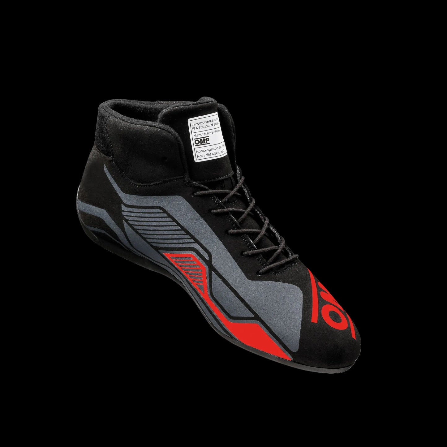 OMP 'SPORT' Circuit Racing Boots - (BLACK / RED) FIA 8856-2018