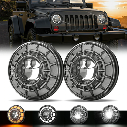 LED Headlights 'GALAXY' with DRL for Wrangler JK JKU TJ (pair) A+ 'PHILIPS' LED