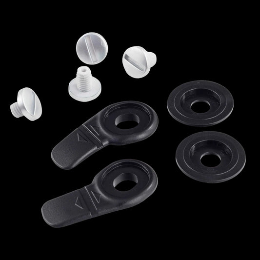 CK-6 Screw Kit Set of black and white plastic components on a white background