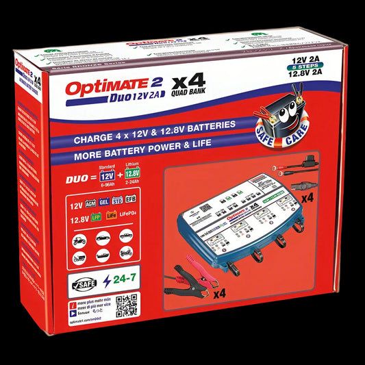 OPTIMATE 2 Duo - x4 QUAD Bank (Lithium / Standard) Car / Kart Battery Charger TM574