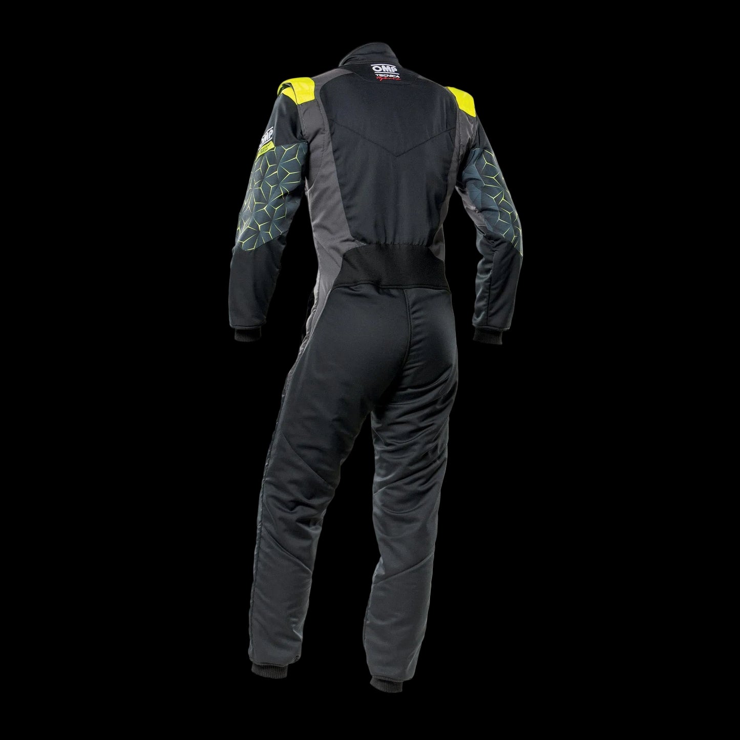 OMP TECNICA Hybrid Circuit Race Suit - Black/Fluro Yellow (Sizes 44-64) FIA 8856-2018