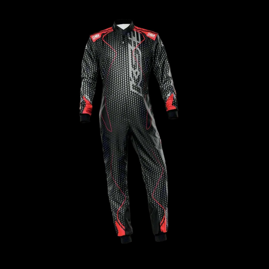 OMP KS-3R  'ART' Kart Suit BLACK / RED - Youth to Adult (Sizes 42-62)