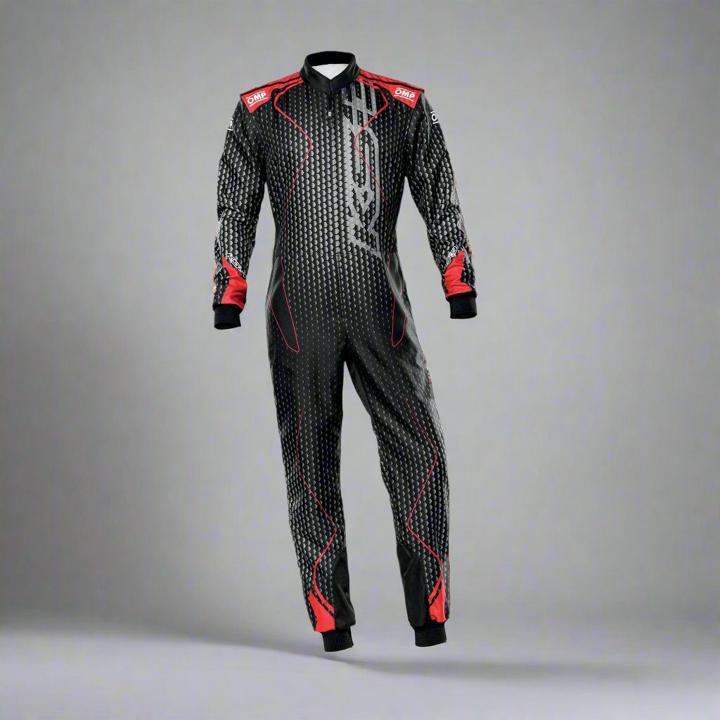 OMP KS-3R  'ART' Kart Suit BLACK / RED - ADULT (Sizes 42-62)