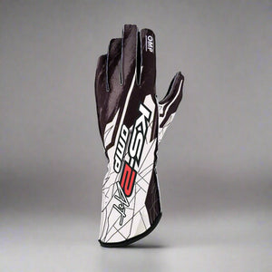 OMP KS-2 'ART' Kart Gloves - Black / White (ADULT Sizes XXS-XL)