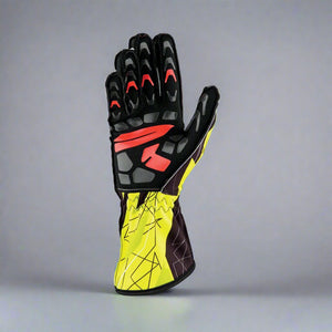 OMP KS-2 'ART' Kart Gloves - Black / Fluro Yellow (KIDS Sizes 4-6)