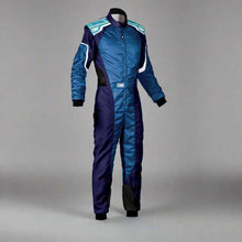 Load image into Gallery viewer, OMP KS-3 Kart Suit BLUE/WHITE/CYAN - YOUTH (Sizes 120-160)
