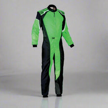 Load image into Gallery viewer, OMP KS-3 Kart Suit BLACK/FLURO GREEN - YOUTH (Sizes 120-160)
