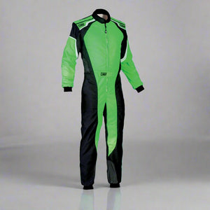 OMP KS-3 Kart Suit BLACK/FLURO GREEN - YOUTH (Sizes 120-160)