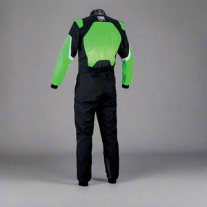 OMP KS-3 Kart Suit BLACK/FLURO GREEN - YOUTH (Sizes 120-160)