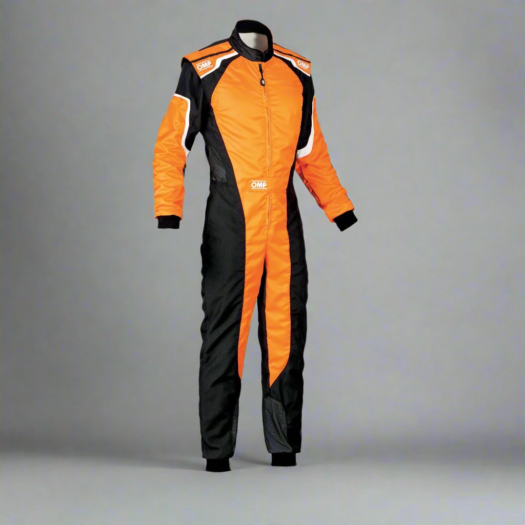 OMP KS-3 Kart Suit BLACK/FLURO ORANGE- YOUTH (Sizes 120-160)