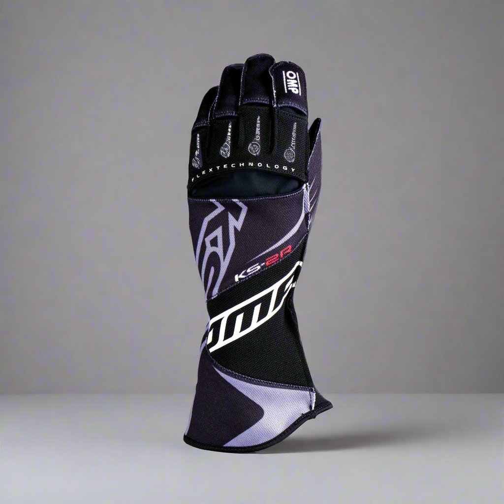 OMP KS-2R Kart Gloves - Black (ADULT Sizes XXS-XL)