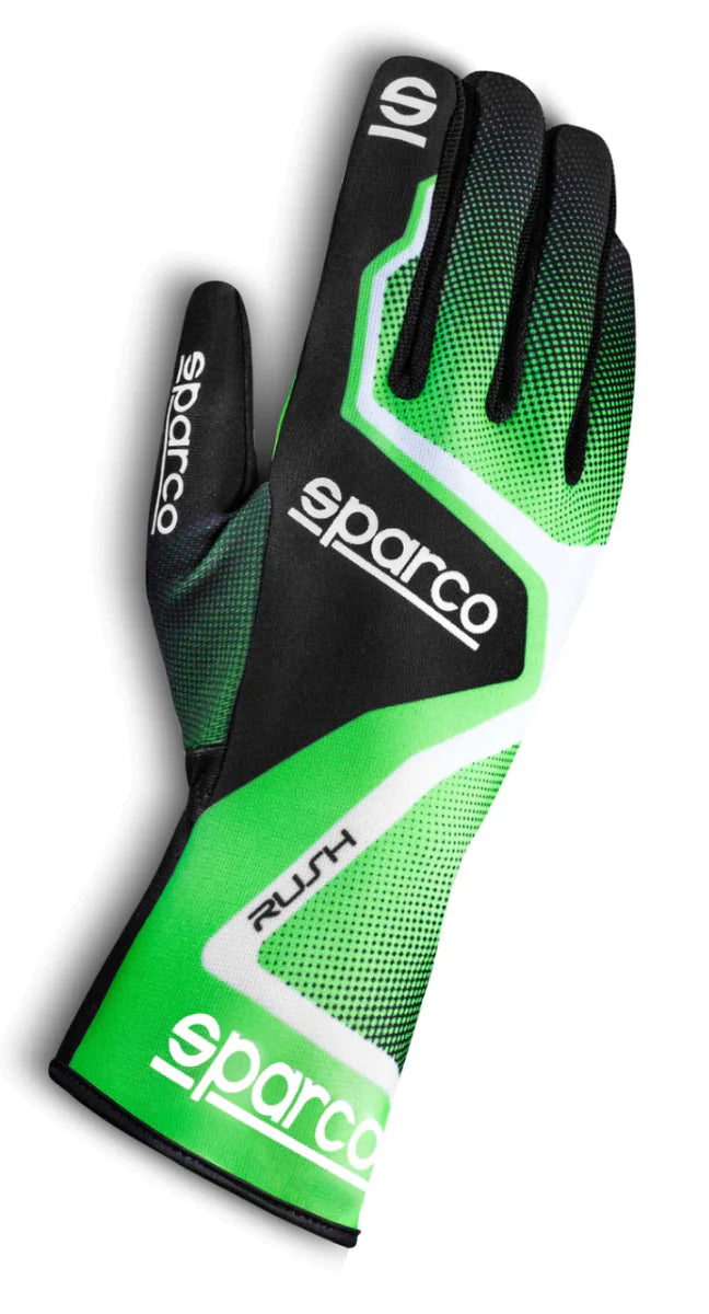 Sparco RUSH Kart Racing Gloves (Green/Black)