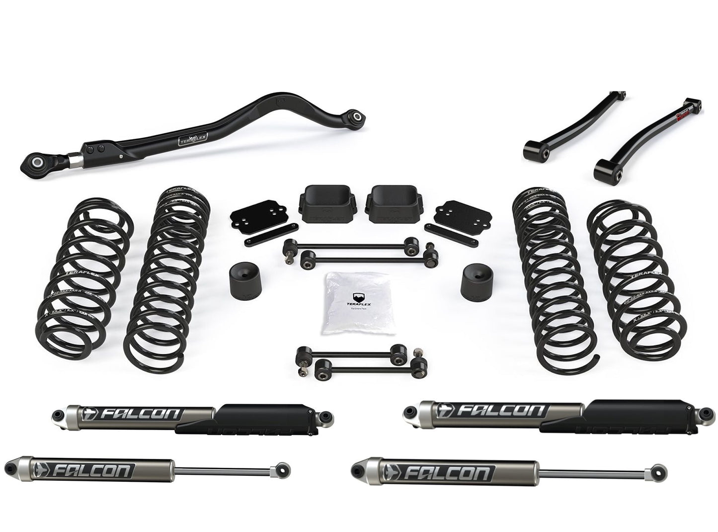 SUPERKIT ONLY: Teraflex 2.5" Coil Lift, Falcon SP2 2.1 Shocks, Track Bar, Arms, Retainers for Wrangler JL 2DR / JLU 4DR (2019+)