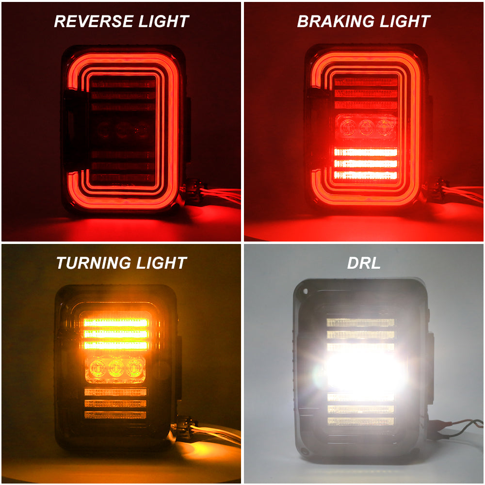 TAIL LIGHTS - CEE 'C' BLACKED LED replacement for Wrangler JK JKU (pair)