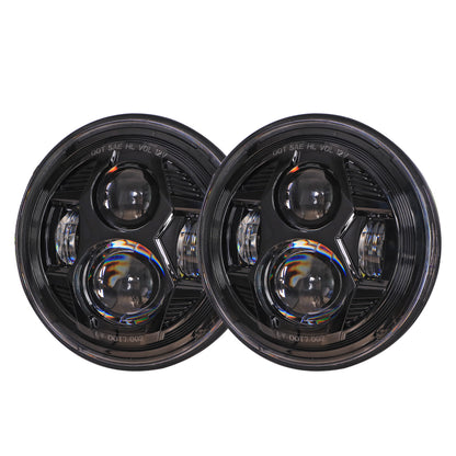 Headlights 'BLACKED OUT' Avenger LED for Wrangler JK JKU TJ (pair)