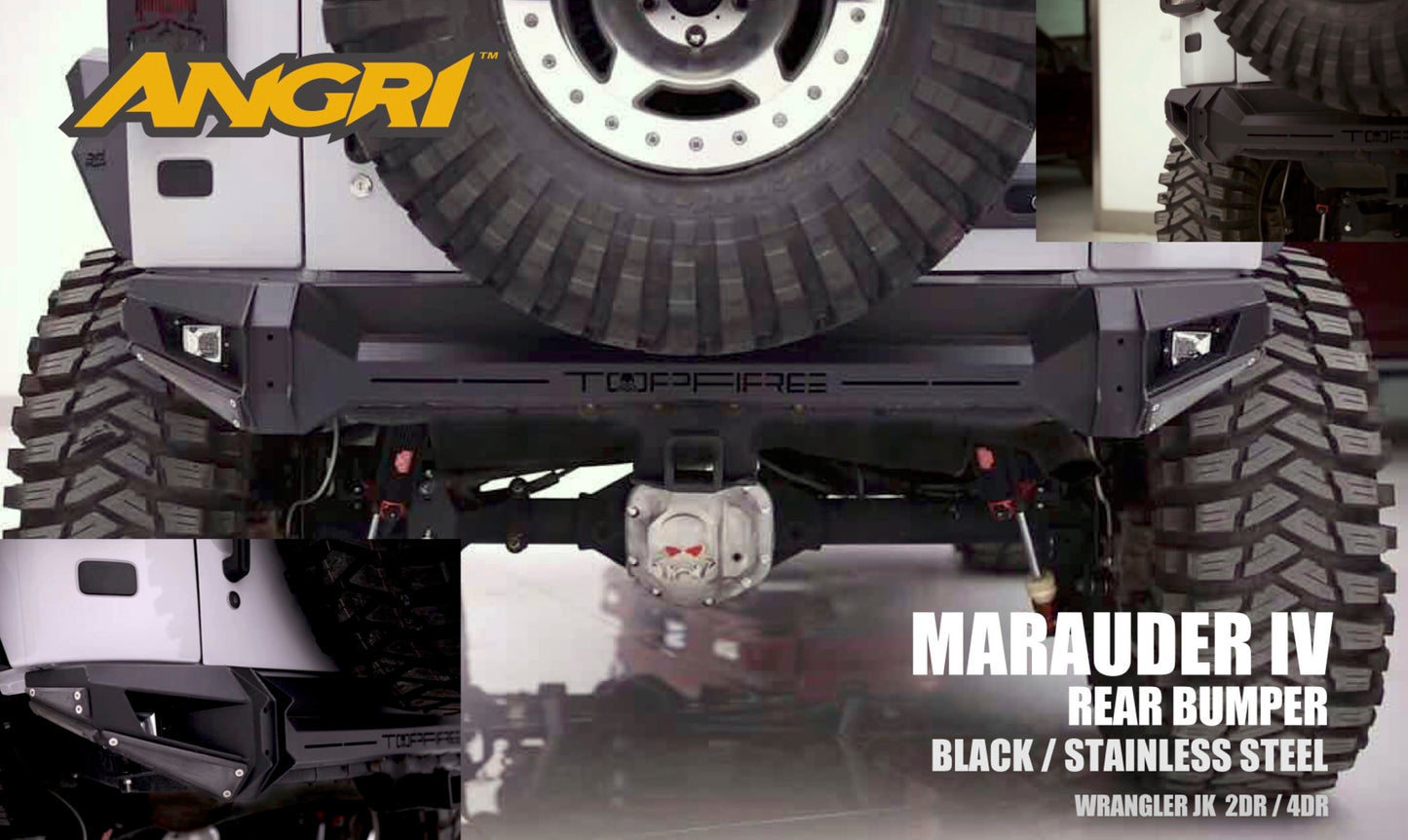 Topfire Marauder IV Stainless Steel / Steel Rear Bumper for Wrangler JK JKU