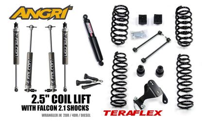 FULLY FITTED: PREMIUM 2.5" Teraflex Coil System, Falcon 2.1 or 2.2 Shocks, 9550 Stabiliser & Retainers for Wrangler JK JKU