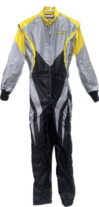 MIR 49-S Level 2 FIA Kart Suit (Grey/Black/Yellow) - Size 40 (LARGER YOUTH)