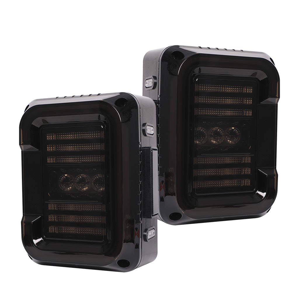 TAIL LIGHTS - CEE 'C' BLACKED LED replacement for Wrangler JK JKU (pair)