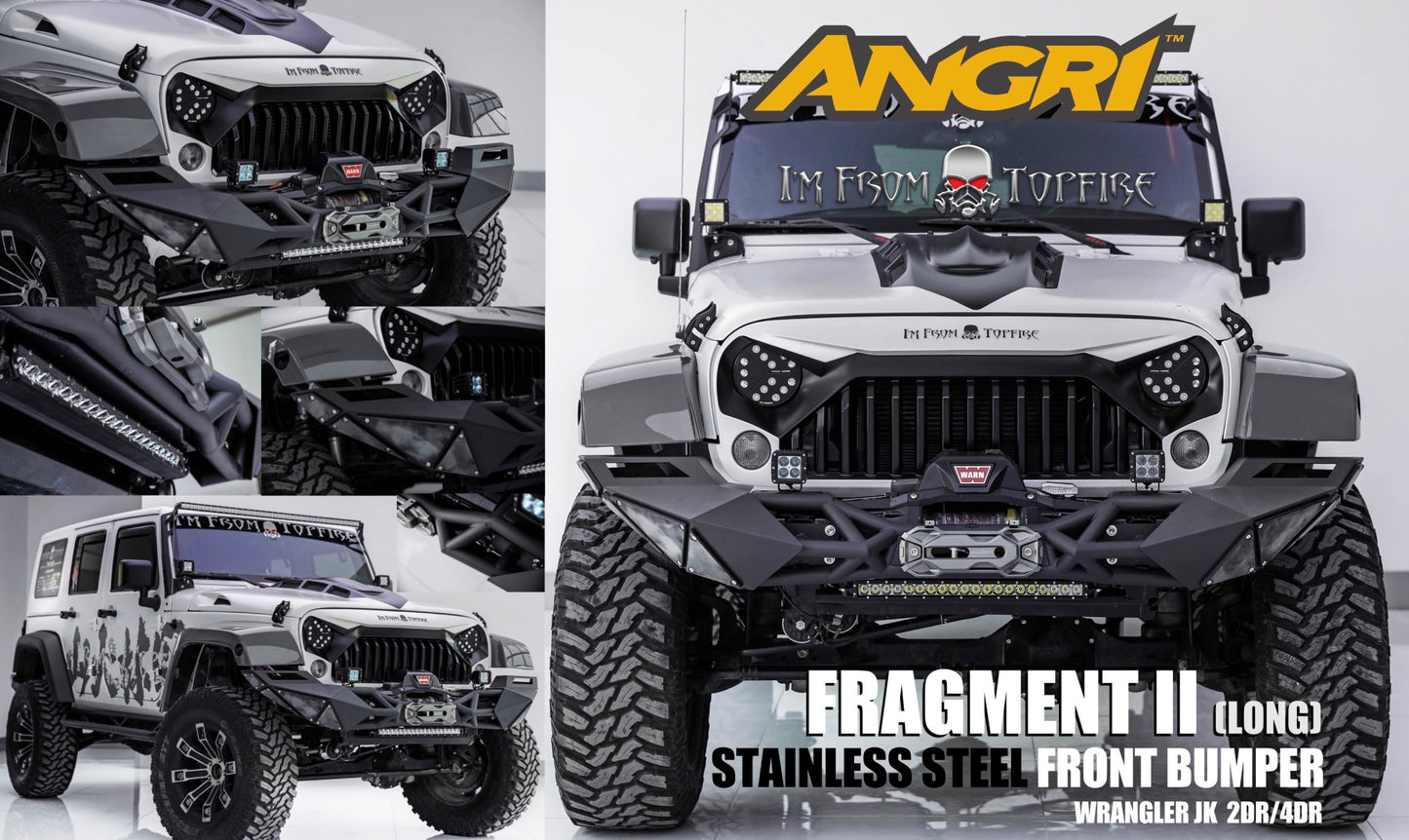 Topfire Fragment II Stainless Steel Front Bumper (Long) for Wrangler JK JKU