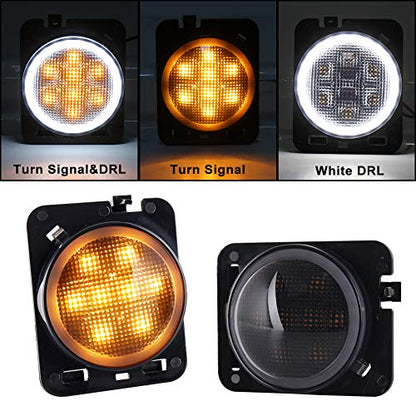 INDICATORS LED - Standard Fenders 'Flush Mount' with HALO DRL for Wrangler JK JKU (pair)