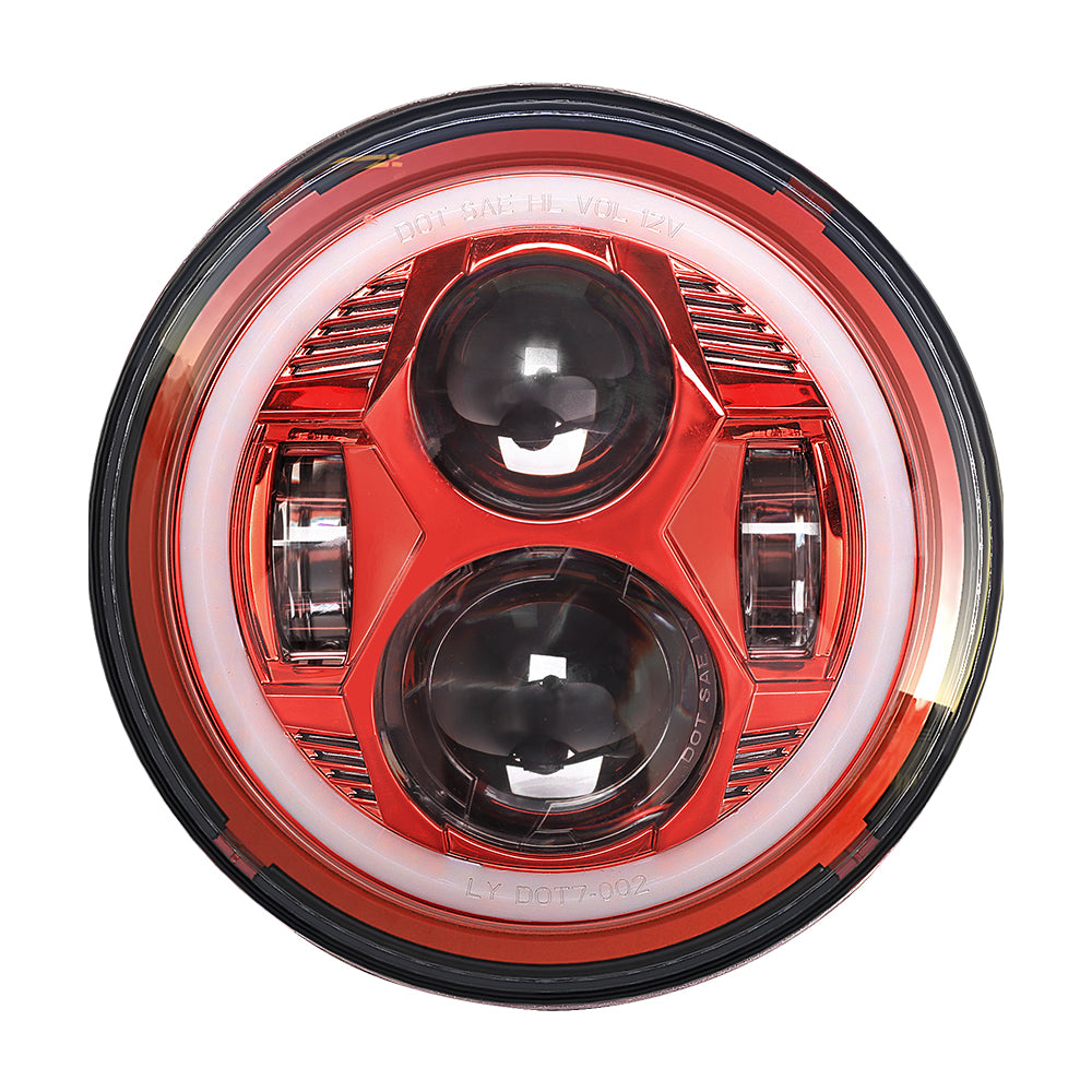 Headlights RED Avenger LED DRL Halo for JK/JKU/TJ (pair) – ANGRi