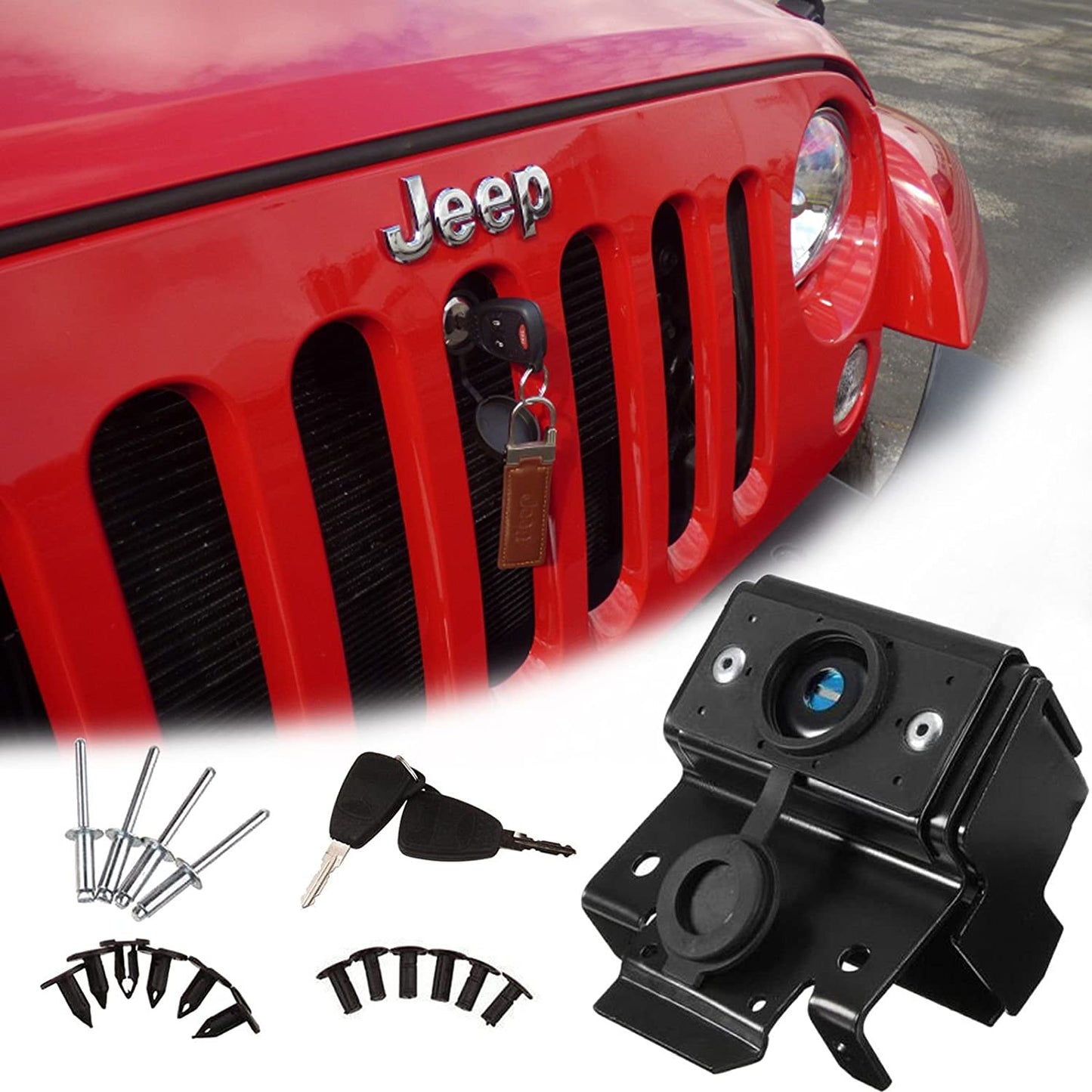 Central Bonnet Lock with Keys for Wrangler JK JKU
