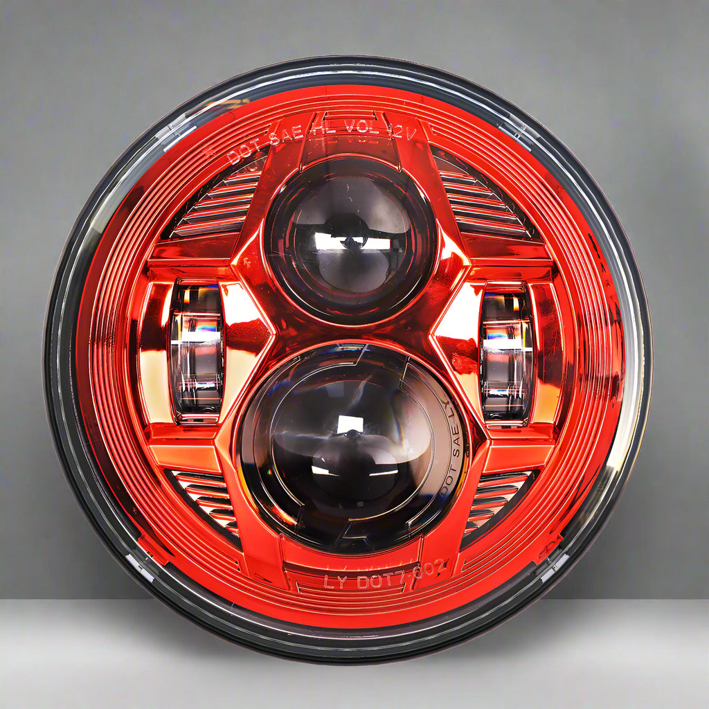 Headlights RED Avenger LED for Wrangler JK JKU TJ (pair)