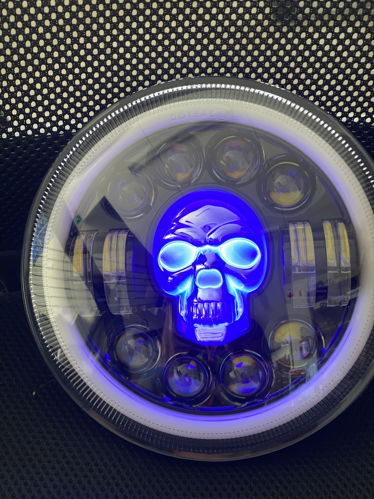 Headlights COLOURED SKULL LED DRL Halo for Wrangler JK / JKU / TJ (pair)