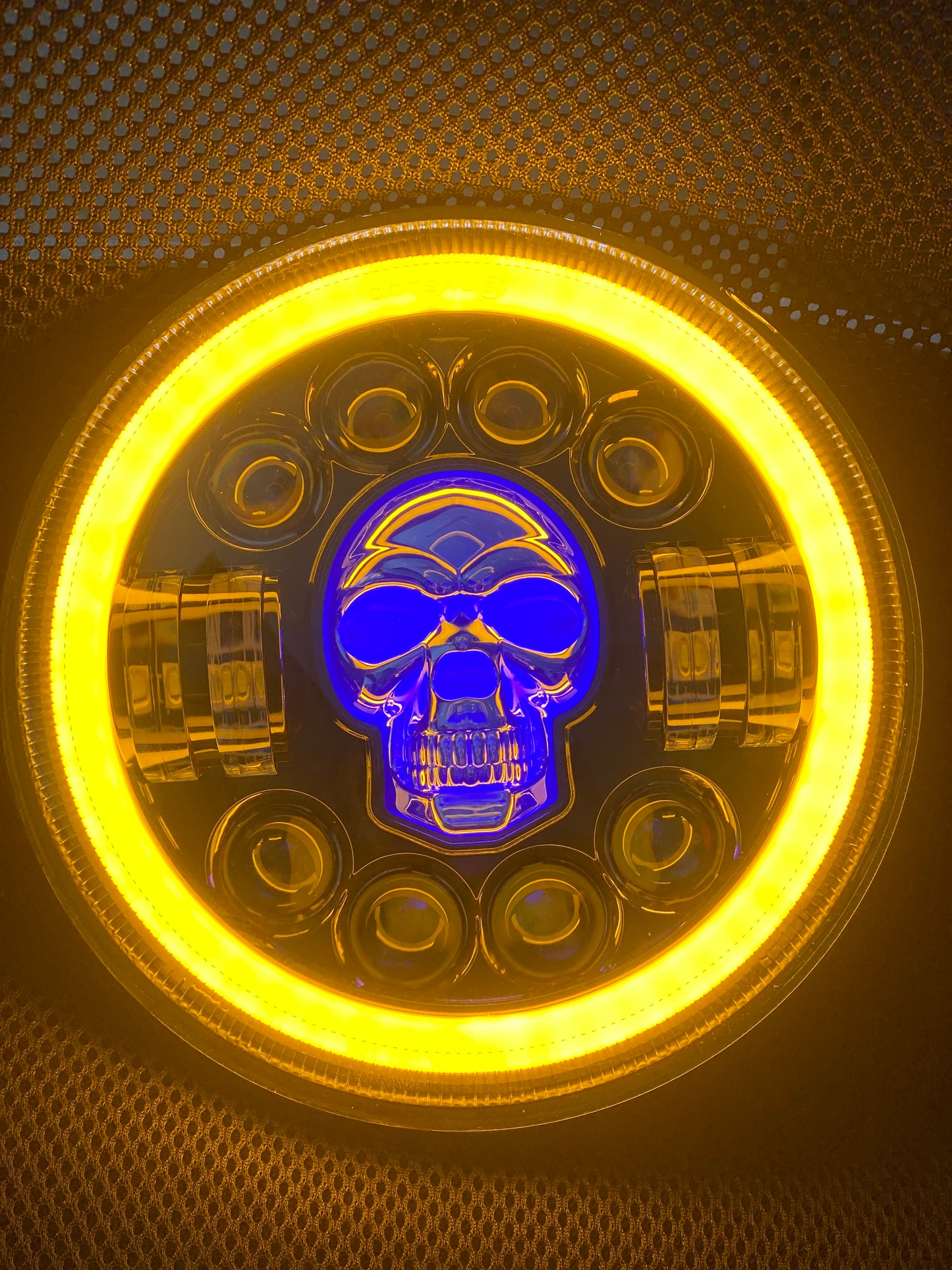 Headlights COLOURED SKULL LED DRL Halo for Wrangler JK / JKU / TJ (pair)