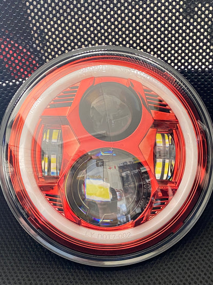 Headlights 'RED Avenger' LED DRL Halo for Wrangler JK JKU TJ (pair)